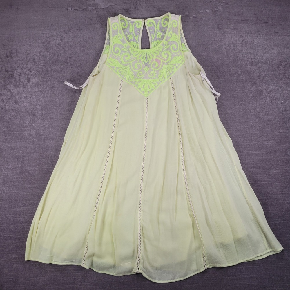 Lilly Pulitzer Cammie Dress Med Lemon Drop Neon Yellow Green Embroidered Swing